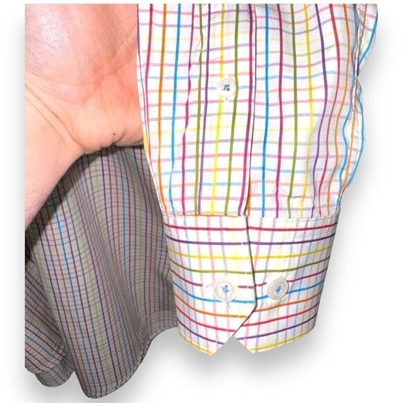 Bugatchi Uomo Technicolor Check Shaped-Fit Dress Shirt 15 M - Picture 4 of 11